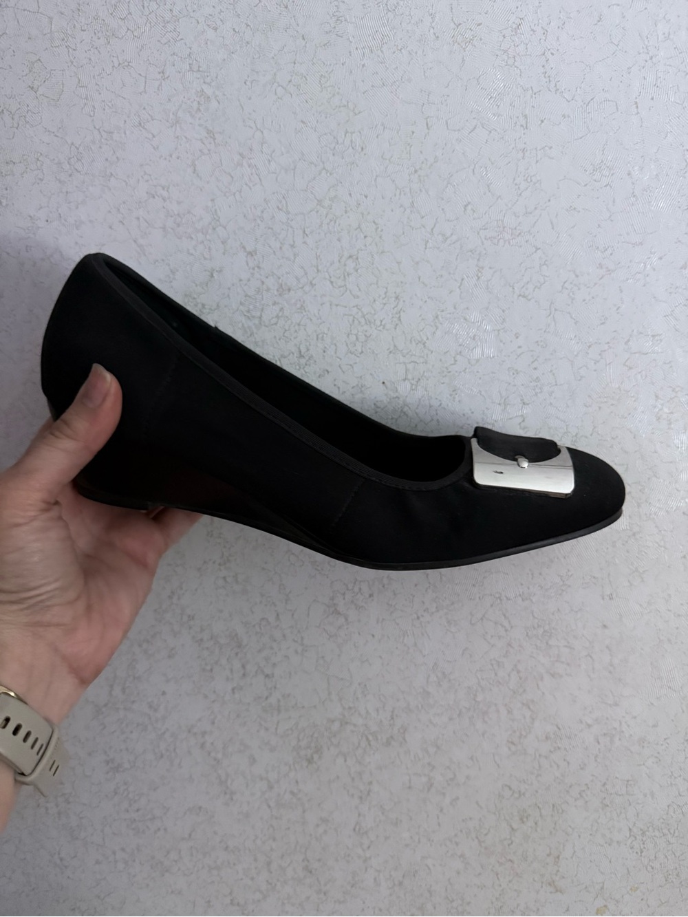 Impo Black Women's Flat with Silver Buckle Accent